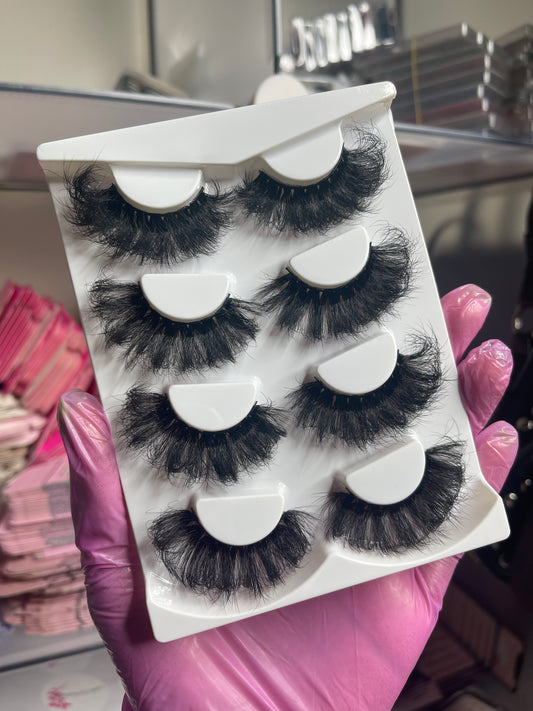 Fluffy Fab Four: Set of Four Pairs of 25mm Full 3D Mink Eyelash Strips